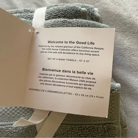 UGG 4 piece washcloth set, 13”x13” in color Pasha Succulent - Picture 4 of 7